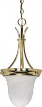  60/396 - 1-Light Bell Pendant Light in Polished Brass Finish with Alabaster Glass