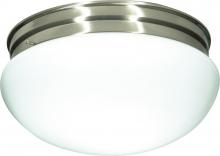  60/406 - 2-Light Large Flush Mount Ceiling Light in Brushed Nickel Finish with White Mushroom Glass and (2)