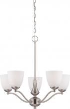  60/5035 - Patton - 5 Light Chandelier (Arms Up) with Frosted Glass - Brushed Nickel Finish