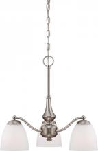  60/5042 - Patton - 3 Light Chandelier (Arms Down) with Frosted Glass - Brushed Nickel Finish