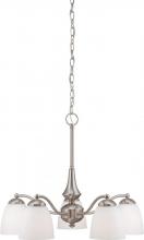  60/5043 - Patton - 5 Light Chandelier (Arms Down) with Frosted Glass - Brushed Nickel Finish