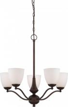  60/5135 - Patton - 5 Light Chandelier (Arms Up) with Frosted Glass - Prairie Bronze Finish