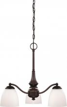  60/5142 - Patton - 3 Light Chandelier (Arms Down) with Frosted Glass - Prairie Bronze Finish