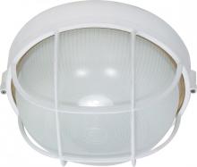  60/518 - 1 Light - 10" Round Cage Bulkhead - Semi Gloss White Finish