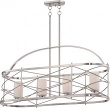  60/5334 - Ginger - 4 Light Island Pendant with Satin White Glass - Brushed Nickel Finish