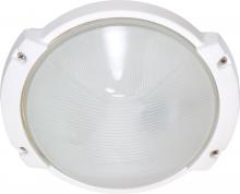  60/560 - 1-Light Oblong Round Die-Cast Bulkhead Light in Semi Gloss White with Glass Lens and (1) 13W GU24