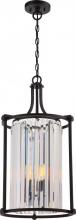  60/5772 - Krys- 4 Light Crystal Accent Foyer Pendant- Aged Bronze Finish