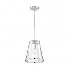  60/6698 - Bruge - 1 Light Pendant - with Clear Glass - Polished Nickel Finish