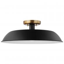  60/7494 - Colony 1 Light Medium Semi-Flush Mount Fixture Matte Black with Burnished Brass