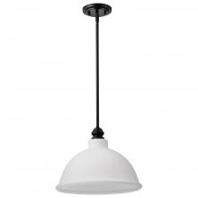  60/8026 - Russel; 14 Inch Pendant; Matte Black with Satin White Glass