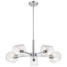  60/8075 - Marlowe; 28 Inch 5 Light Chandelier; Polished Nickel with Clear Glass