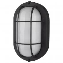  62/1389 - LED Small Oval Bulk Head Fixture; Black Finish with White Glass