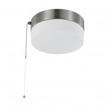  62/1566 - 12 Watt; 8 inch; LED Flush Mount Fixture with Pull Chain; Brushed Nickel with Frosted Glass