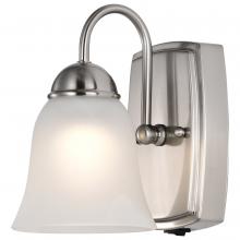  62/1569 - 8 Watt; LED 1 Light Vanity Fixture; 3000K; Brushed Nickel with Alabaster Glass; With Switch