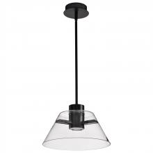  62/2061 - Edmond; 14 Inch LED Pendant; Matte Black with Clear Glass