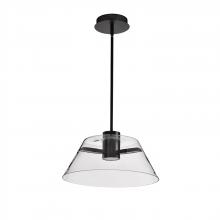  62/2062 - Edmond; 17 Inch LED Pendant; Matte Black with Clear Glass