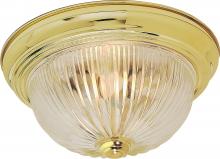  SF76/091 - 2 Light - 11" Flush with Clear Ribbed Glass - Polished Brass Finish