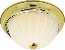  SF76/126 - 2 Light - 13" Flush with Frosted Melon Glass - Polished Brass Finish