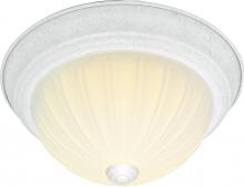  SF76/127 - 2 Light - 13" Flush with Frosted Melon Glass - Textured White Finish
