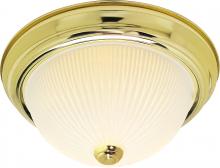  SF76/134 - 3 Light - 15" Flush with Frosted Ribbed - Polished Brass Finish
