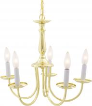  SF76/280 - 5 Light - Chandelier with Candlesticks - Polished Brass Finish