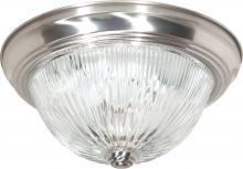  SF76/609 - 2 Light - 11" Flush with Ribbed Glass - Brushed Nickel Finish