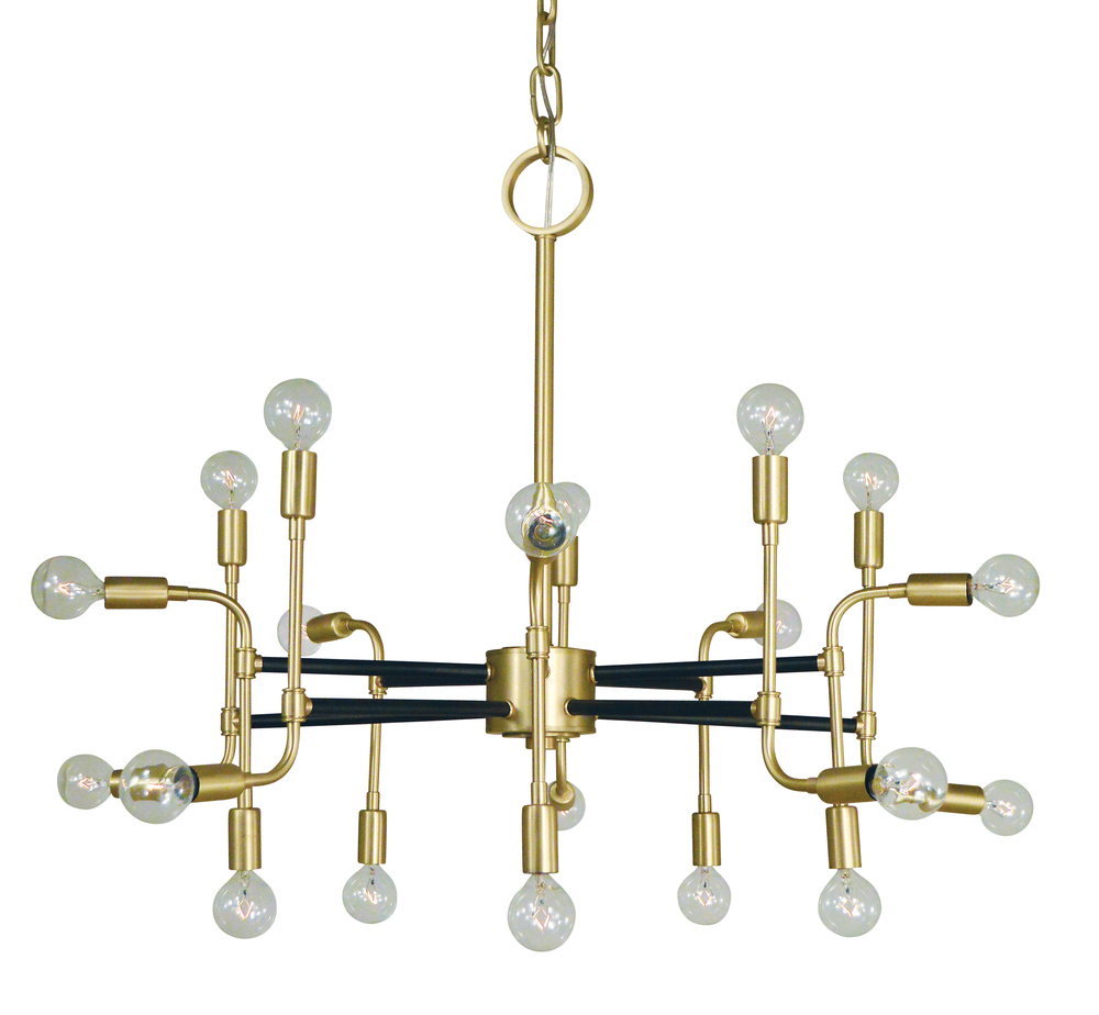 20-Light Polished Nickel/Matte Black Fusion Chandelier