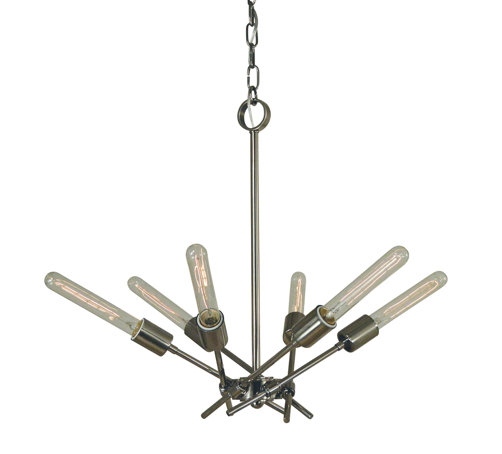 6-Light Satin Brass Quasar Chandelier