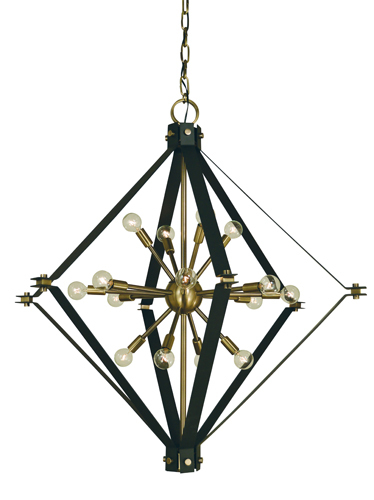 16-Light Antique Brass/Matte Black Axis Foyer Chandelier