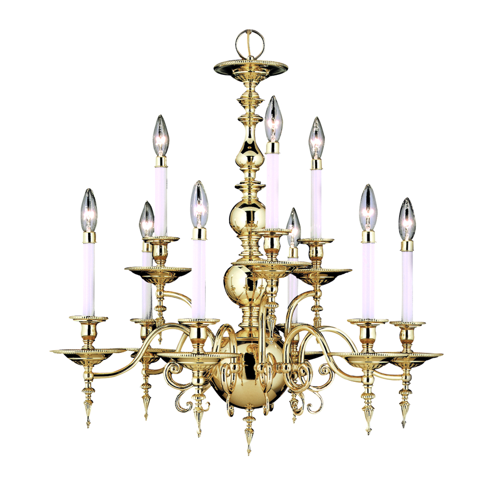 9-Light Polished Brass Kensington Dining Chandelier