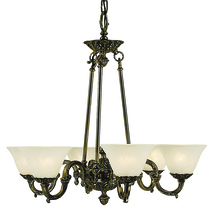 Framburg 7886 AS/AM - 6-Light Antique Silver Napoleonic Dining Chandelier