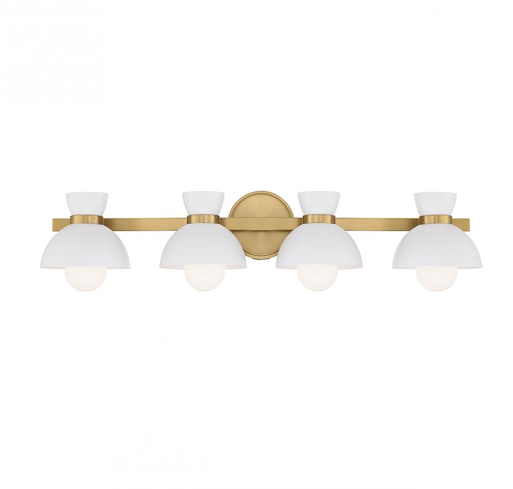 4-Light Bathroom Vanity Light in Natural Brass