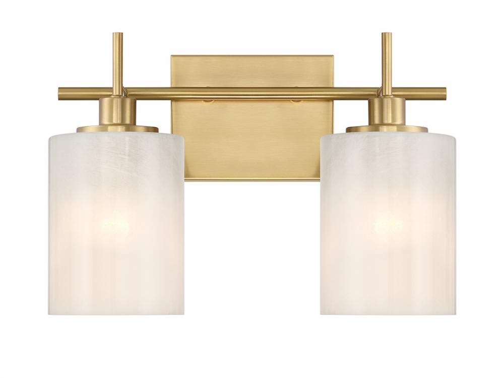 2-Light Bathroom Vanity Light in Natural Brass