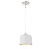  M70118WHPN - 1-Light Pendant in White with Polished Nickel