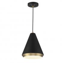  M70122MBKNB - 1-Light Pendant in Matte Black with Natural Brass