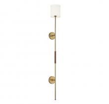  M90063NB - 1-Light Plug-In Wall Sconce in Natural Brass with Leather Accent