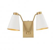  M90076WHNB - 2-Light Wall Sconce in White with Natural Brass