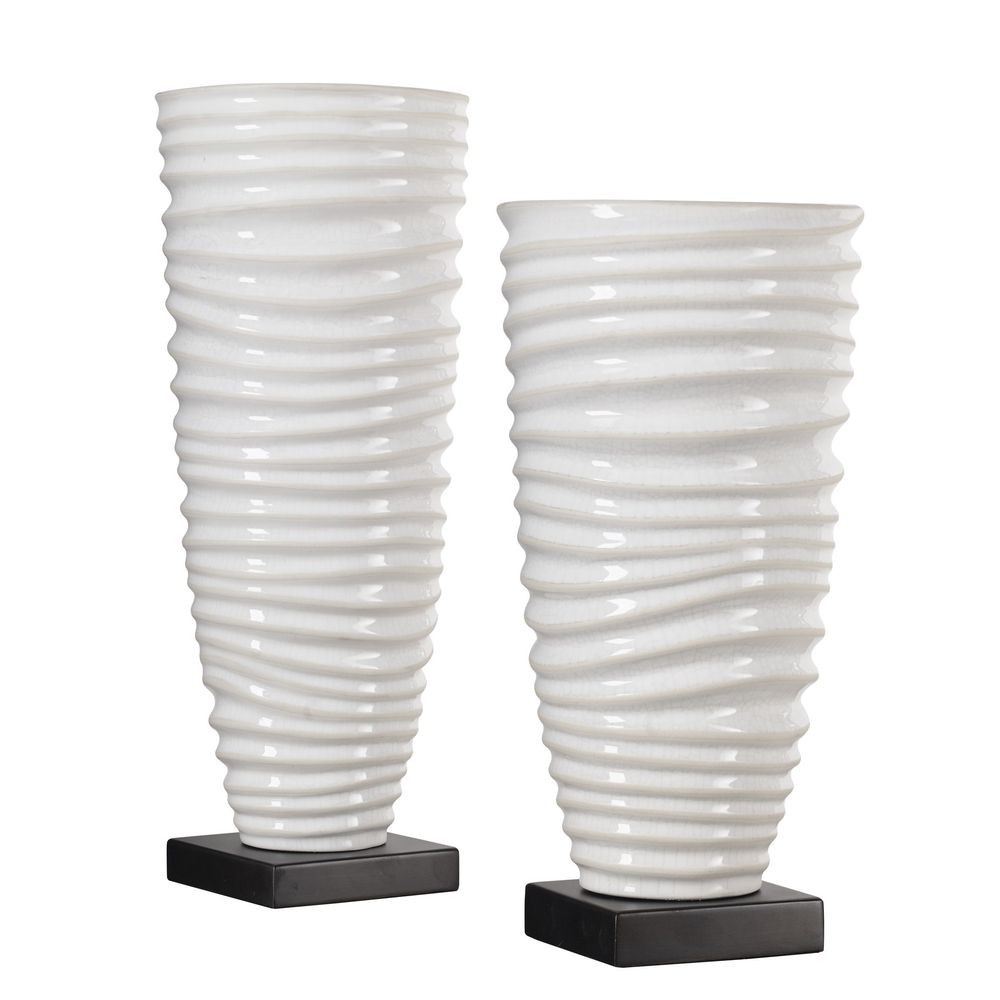 Uttermost Kiera Aged White Vases, S/2