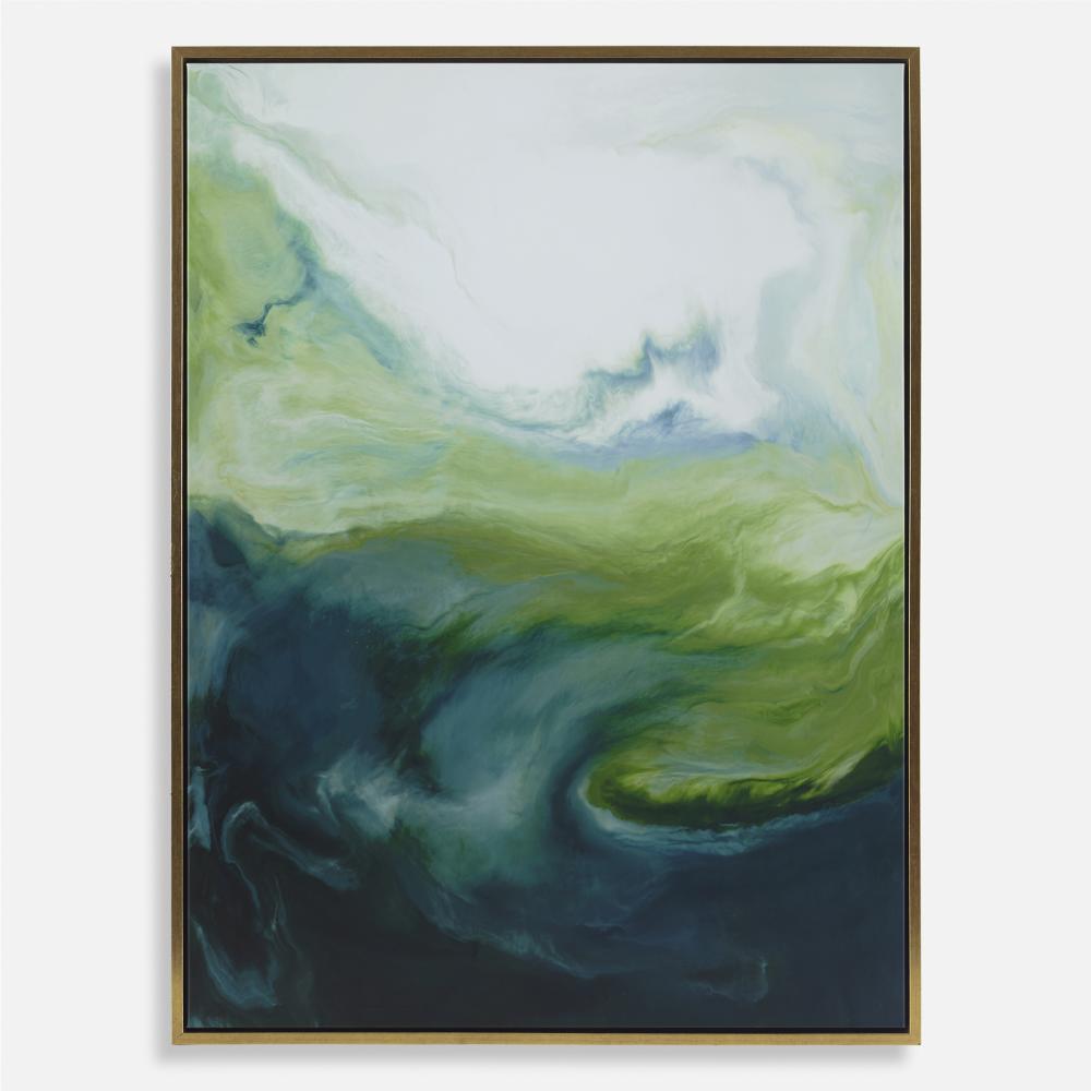 Serene Green Framed Abstract Art