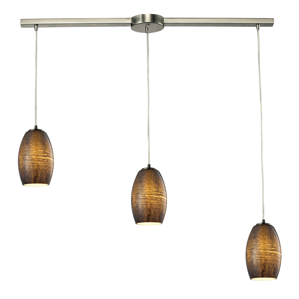 Andover 3 Light Pendant In Satin Nickel And Text