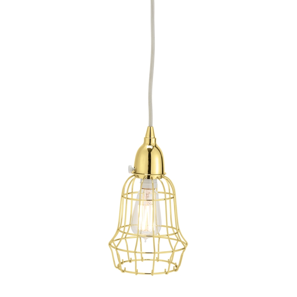 Gold Wire Barrel Pendant Light