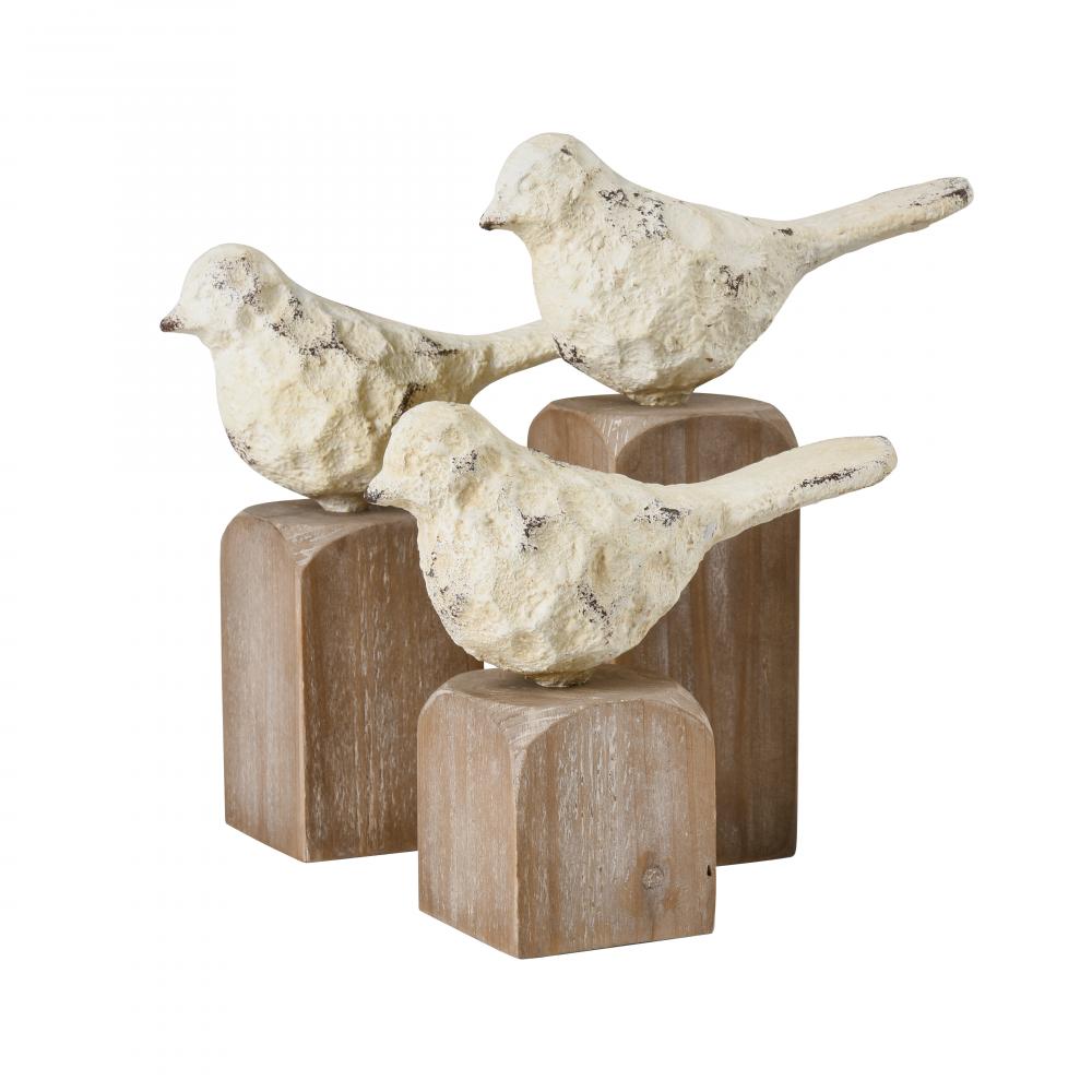 Higgins Bird Object - Set of 3 Aged Cream