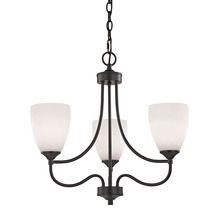  2003CH/10 - Thomas - Arlington 3-Light Chandelier in Oil Rubbed Bronze with White Glass