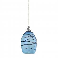 ELK Home 31348/1BL - Vines 5'' Wide 1-Light Pendant - Satin Nickel with Blue Glass