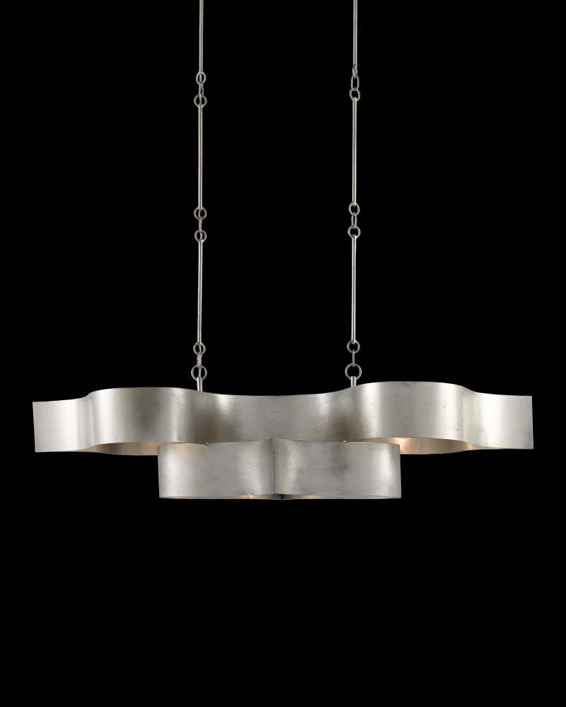 Grand Lotus Oval Silver Chandelier