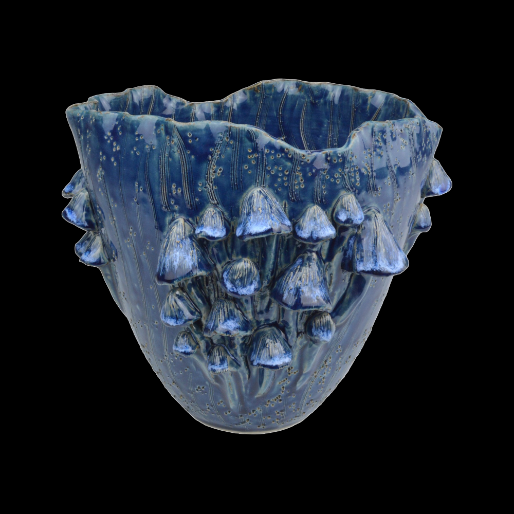 Conical Mushrooms Medium Dark Blue Vase