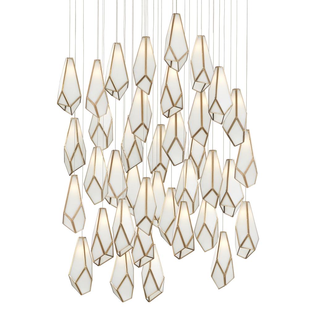 Glace White 36-Light Round Multi-Drop Pendant