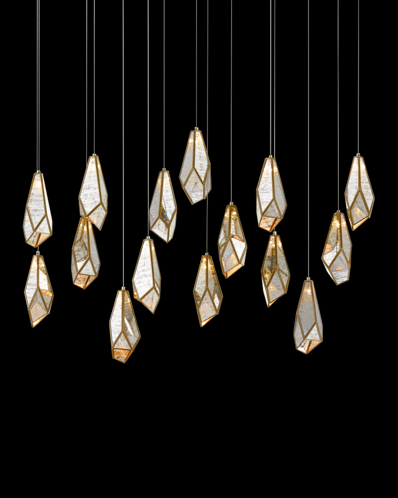 Glace Mirror 15-Light Linear Multi-Drop Pendant