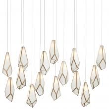  9000-1037 - Glace White 15-Light Linear Multi-Drop Pendant