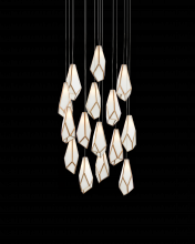  9000-1036 - Glace White 15-Light Round Multi-Drop Pendant